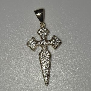 Gold Cross Pendant with Crystals